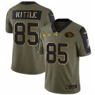 Men & Youth Kids #85 George Kittle San Francisco 49ers Salute to Service Limited Olive Golden Jersey