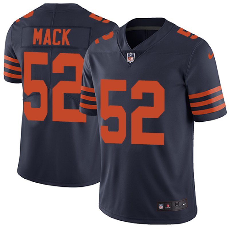 Men & Youth Kids #52 Khalil Mack Chicago Bears Color Rush Vapor Limited Navy Blue Jersey