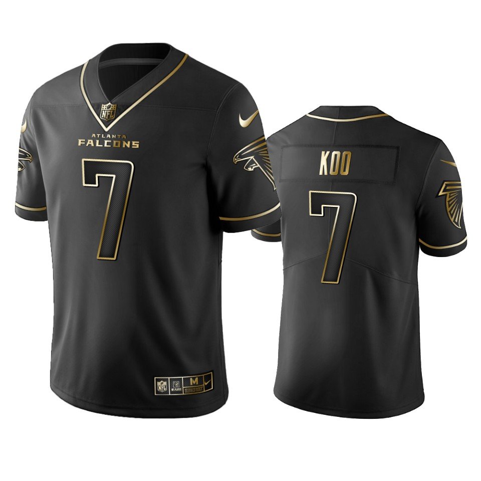 Men & Youth Kids #7 Younghoe Koo Atlanta Falcons Vapor Limited Black Golden Jersey