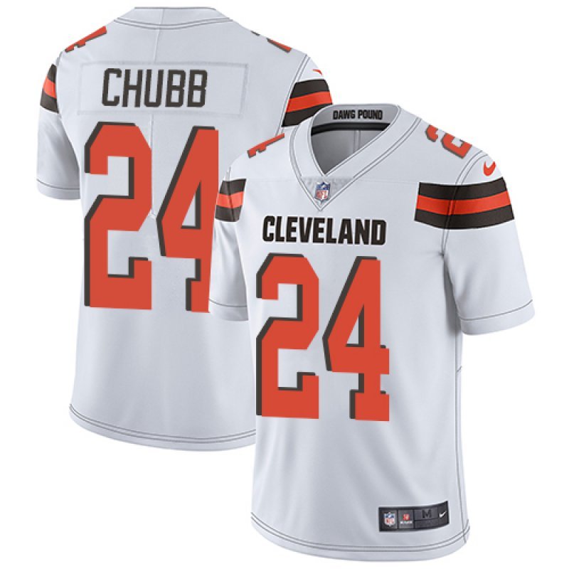 Men & Youth Kids #24 Nick Chubb Cleveland Browns Color Rush Vapor Limited White Jersey