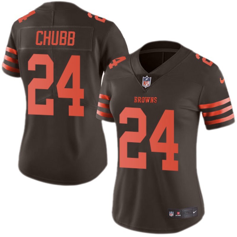 Women's #24 Nick Chubb Cleveland Browns Color Rush Vapor Limited Brown Jersey
