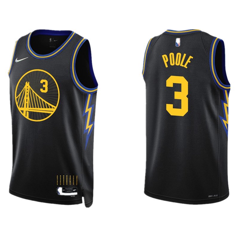 Men & Youth Kids #3 Jordan Poole Golden State Warriors 75th Anniversary City Edition Black Jersey