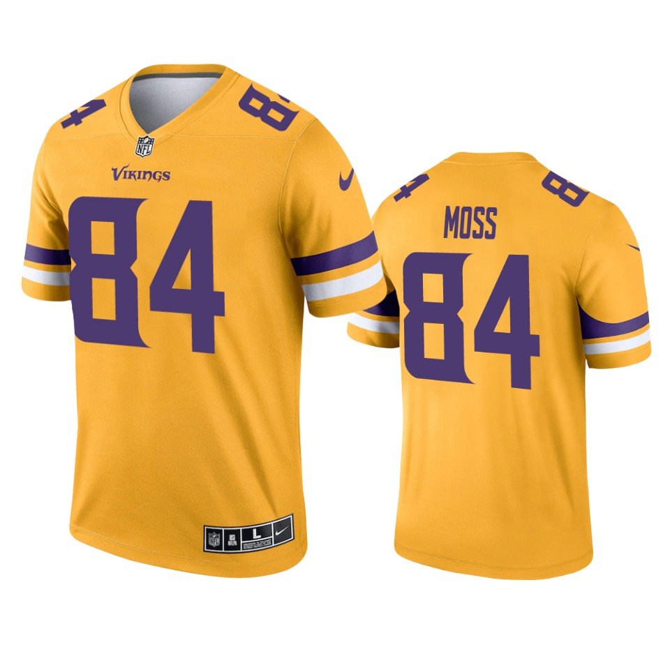 Men's #84 Randy Moss Minnesota Vikings Inverted Legend Gold Jersey