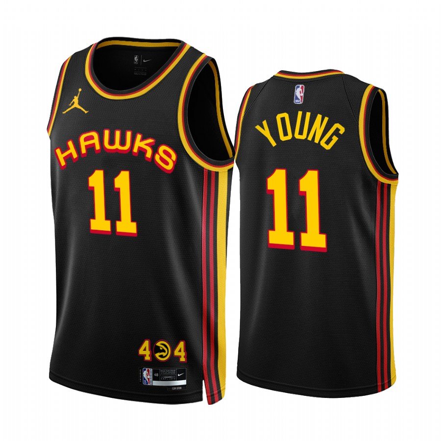 Men & Youth #11 Trae Young Atlanta Hawks 2022-23 Statement Edition Black Jersey