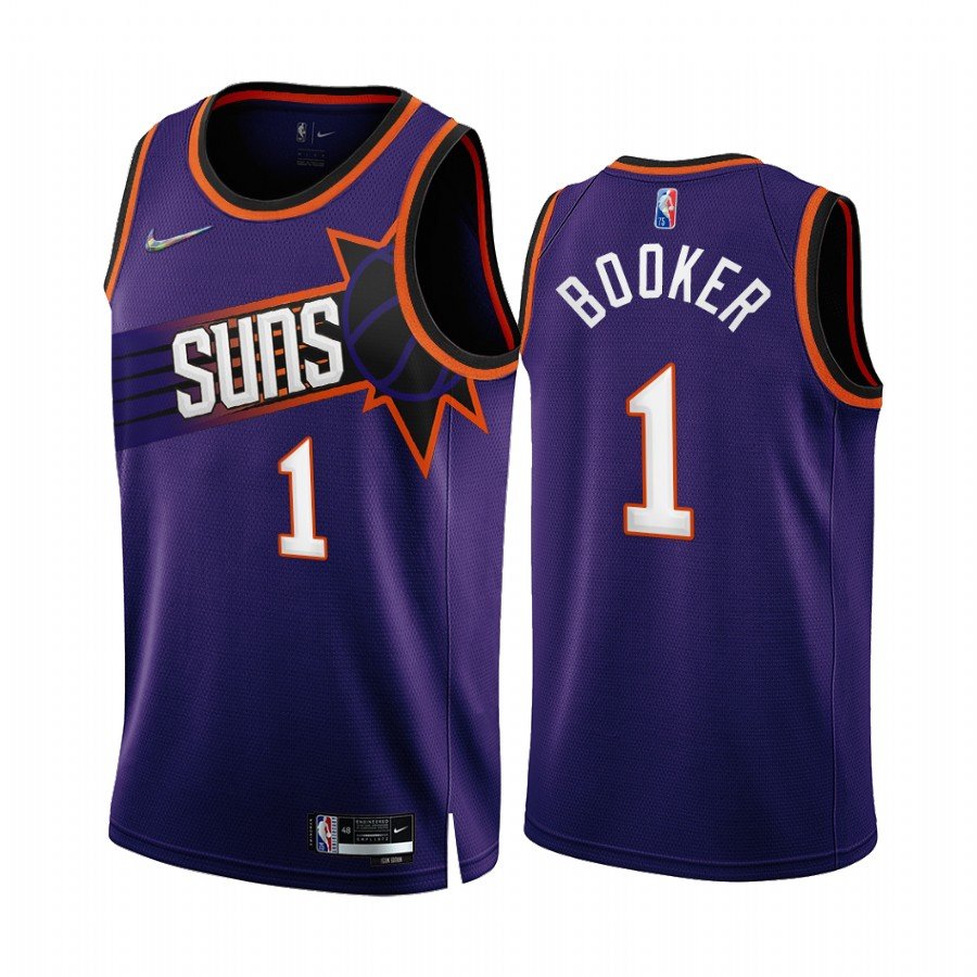 Men & Youth #1 Devin Booker Phoenix Suns 2022-23 Icon Edition Purple Jersey