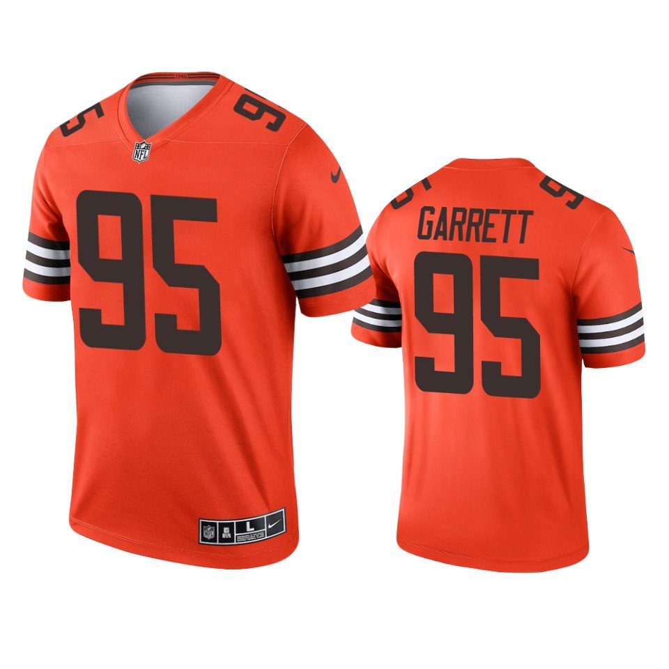 Men's #95 Myles Garrett Cleveland Browns Orange Inverted Legend Jersey
