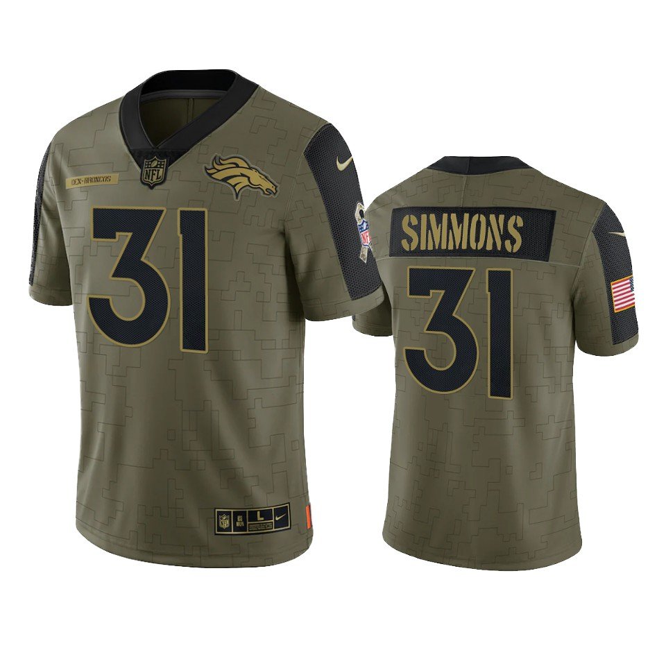Men & Youth #31 Justin Simmons Denver Broncos Salute to Service Edition Limited Olive Green Jersey