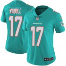 Women's #17 Jaylen Waddle Miami Dolphins Color Rush Vapor Limited Aqua Jersey