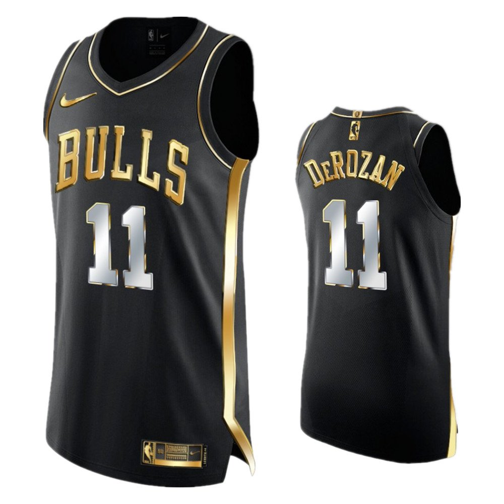 Men & Youth Kids #11 DeMar DeRozan Chicago Bulls Black Golden Edition Jersey