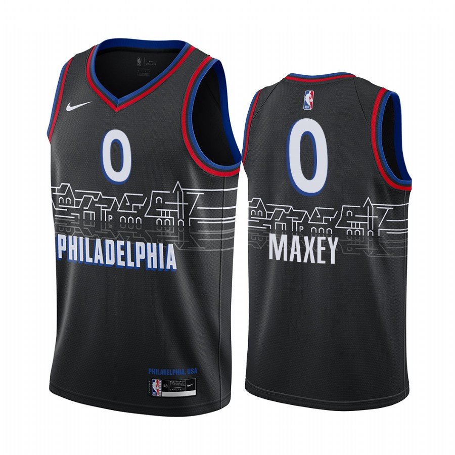 Men & Youth Kids #0 Tyrese Maxey Philadelphia 76ers 2020-21 City Edition Black Jersey