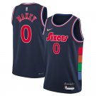 Men & Youth Kids #0 Tyrese Maxey Philadelphia 76ers 75th Anniversary City Edition Navy Jersey