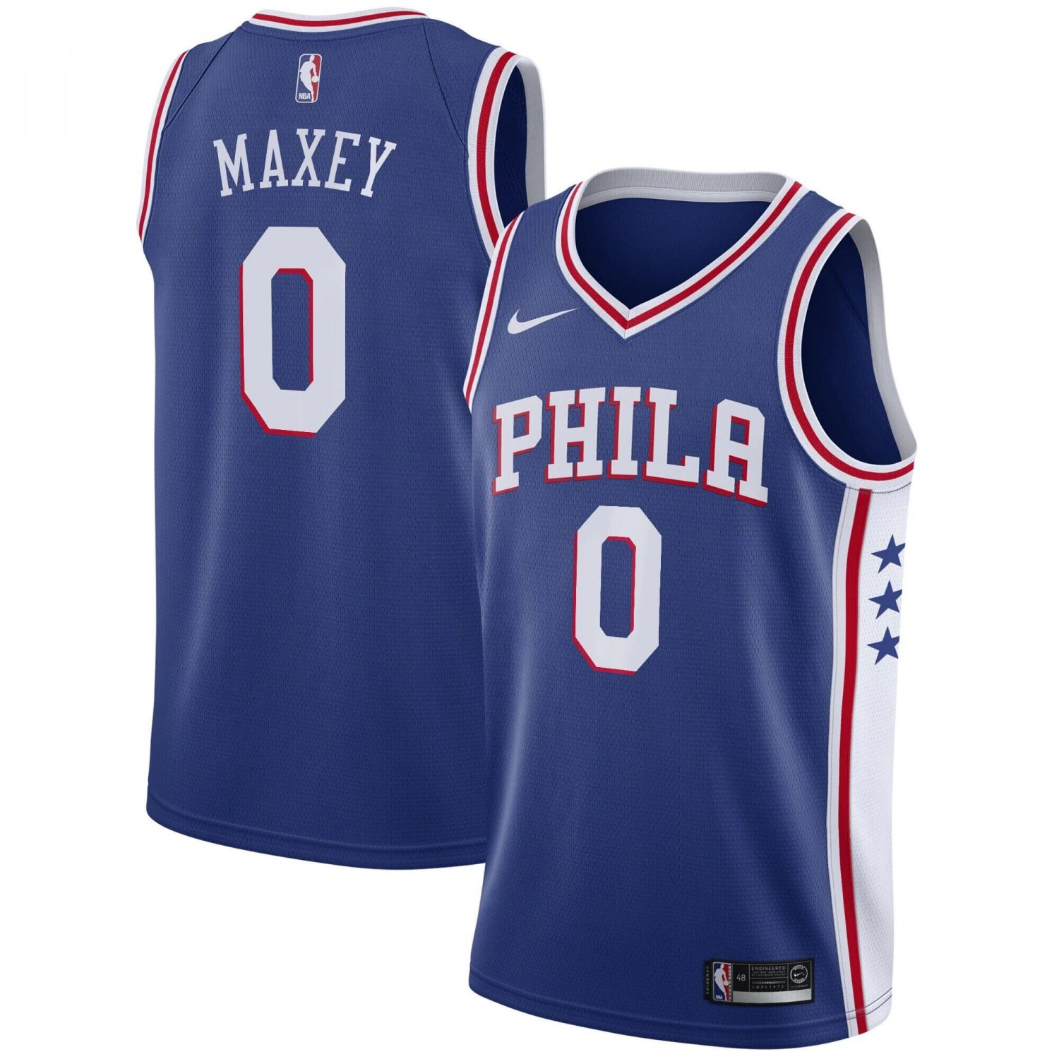 Men & Youth Kids #0 Tyrese Maxey Philadelphia 76ers Icon Edition Blue Jersey