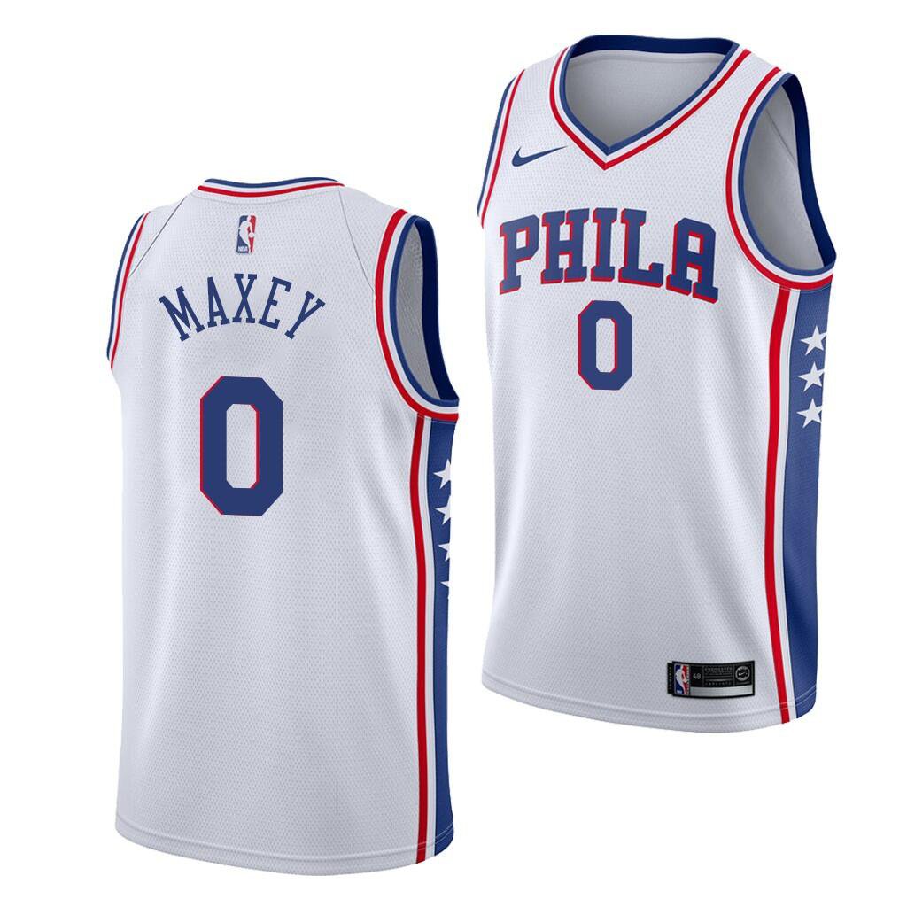 Men & Youth Kids #0 Tyrese Maxey Philadelphia 76ers Association Edition White Jersey