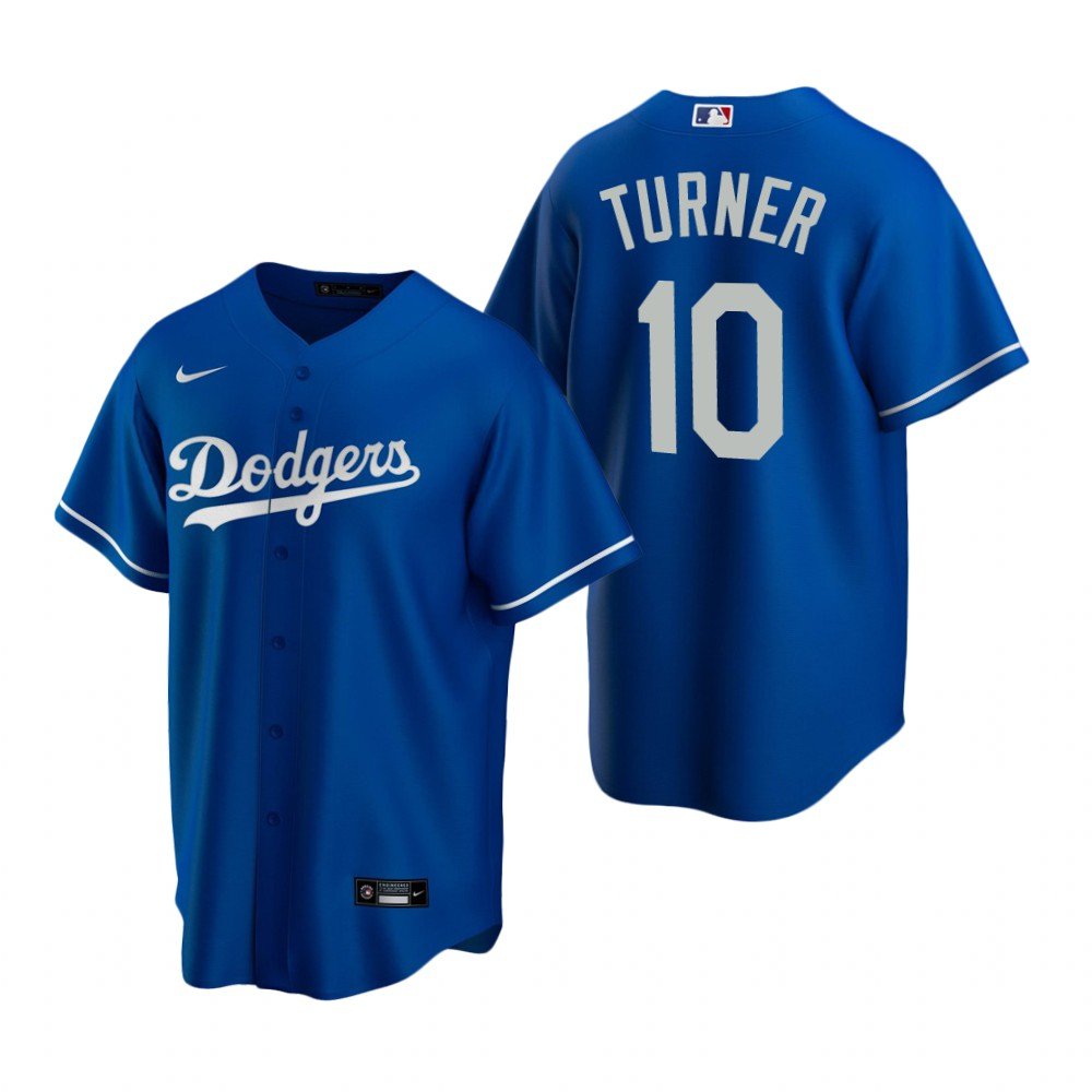 Men & Youth Kids #10 Justin Turner Los Angeles Dodgers Cool Base Blue Jersey