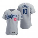 Men & Youth Kids #10 Justin Turner Los Angeles Dodgers Flex Base Gray Jersey