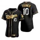 Men & Youth Kids #10 Justin Turner Los Angeles Dodgers Black Golden Edition Jersey
