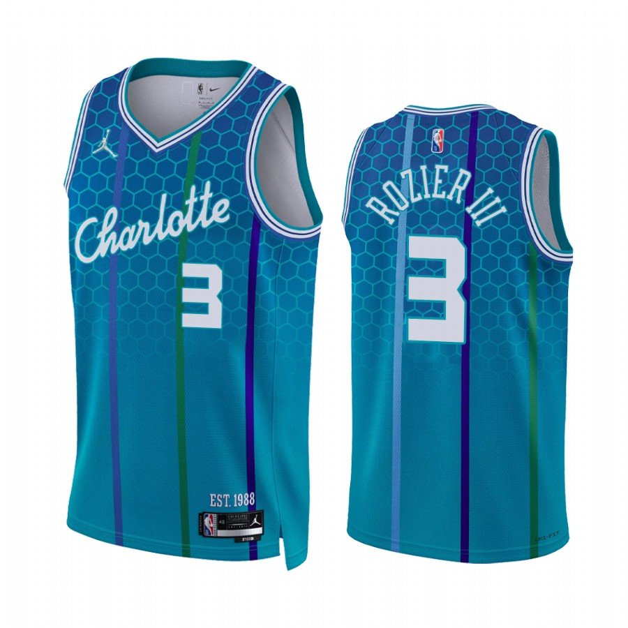 Men & Youth Kids #3 Terry Rozier III Charlotte Hornets 75th Anniversary Edition Blue Jersey
