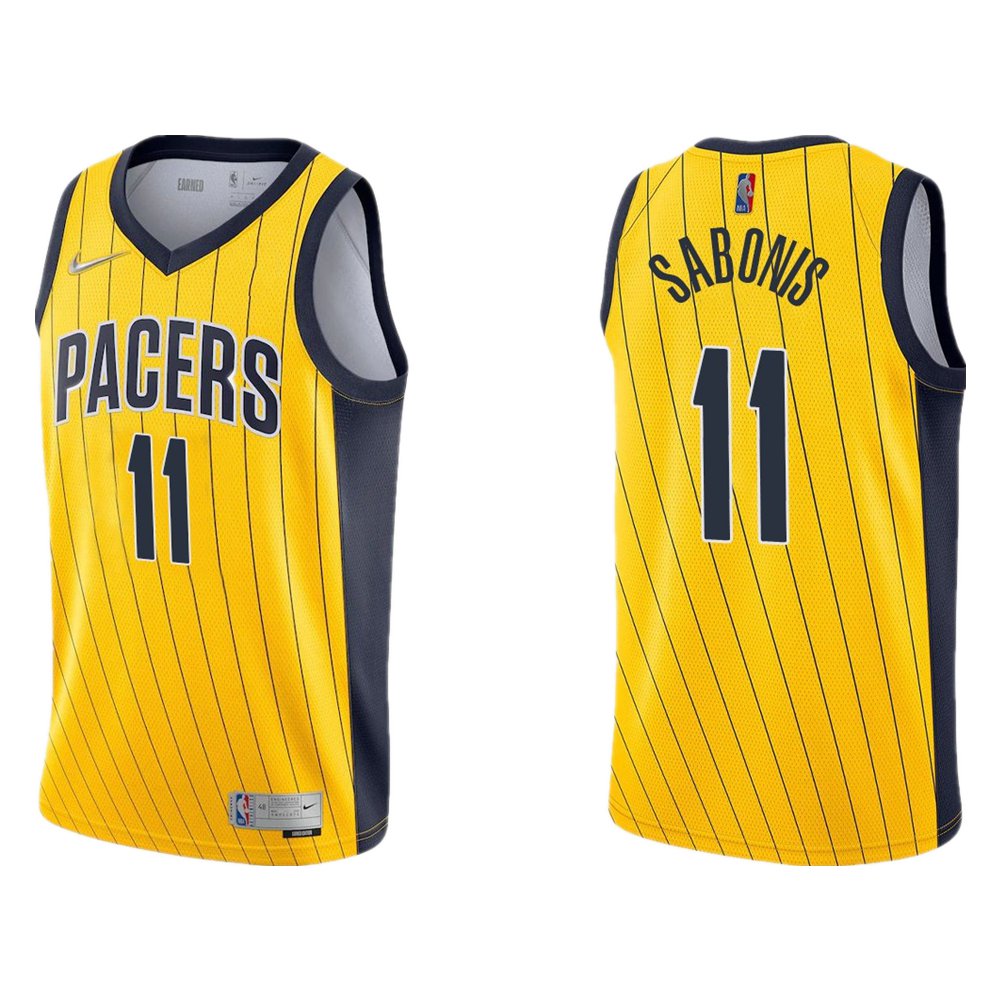 Men & Youth Kids #11 Domantas Sabonis Indiana Pacers Earned Edition Yellow Jersey