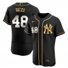 Men & Youth Kids #48 Anthony RizzoNew York Yankees Flex Base Black Golden Jersey
