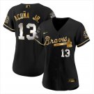 Women's #13 Ronald Acuna Jr. Atlanta Braves Black Golden Edition Jersey