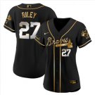 Women's #27 Austin Riley Atlanta Braves Black Golden Edition Jersey