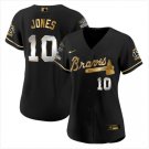 Women's #10 Chipper Jones Atlanta Braves Black Golden Edition Cool Base Jersey