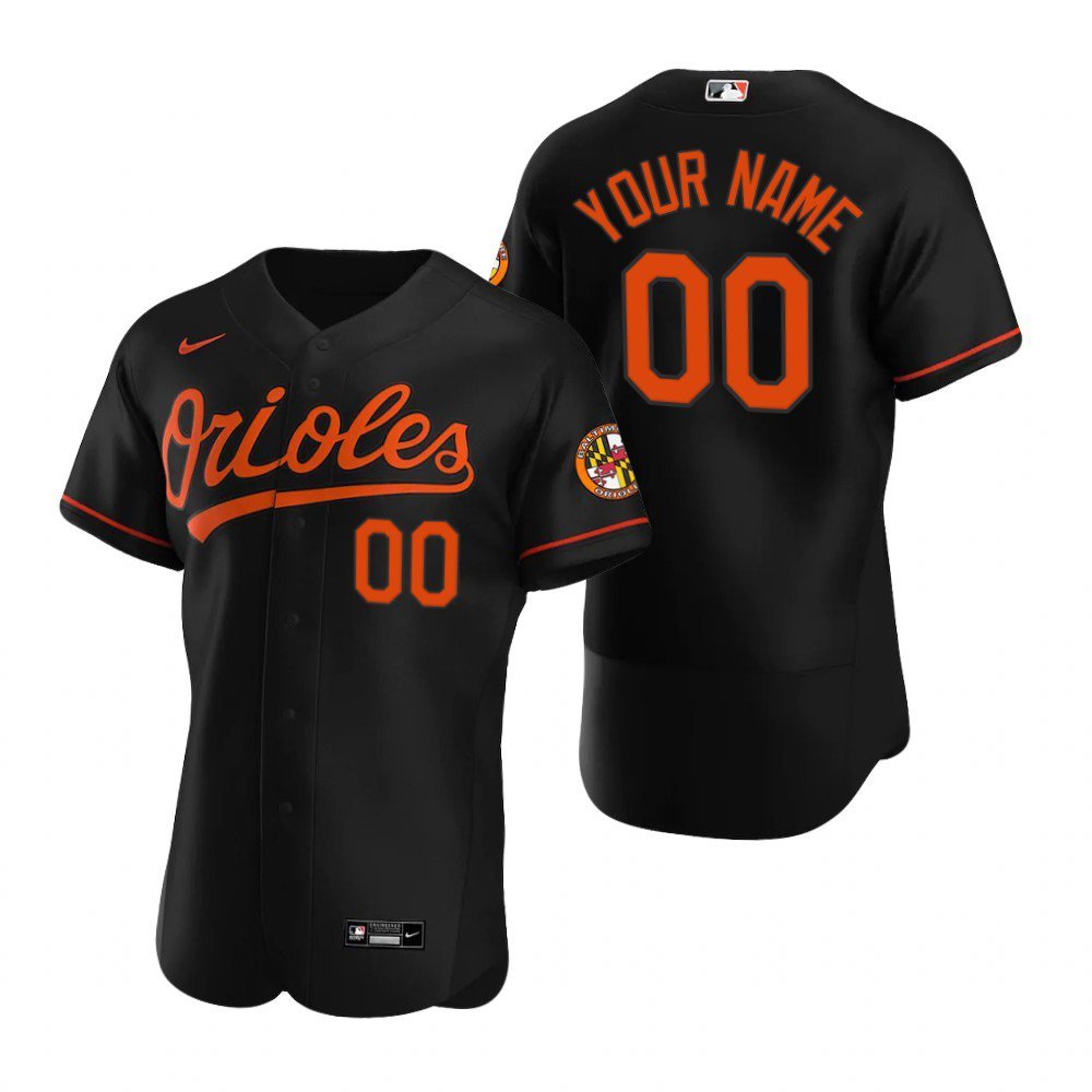 Custom Men & Youth Kids Baltimore Orioles Flex Base Alternate Black Jersey