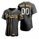 Custom Men & Youth Kids Atlanta Braves Black Golden Edition Jersey