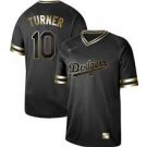 Men & Youth Kids #10 Justin Turner Los Angeles Dodgers Black Golden Edition Pullover Jersey