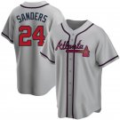 Men & Youth Kids #24 Deion Sanders Atlanta Braves Cool Base Gray Road Jersey