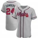 Men & Youth Kids #24 Deion Sanders Atlanta Braves Flex Base Gray Road Jersey