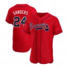 Men & Youth Kids #24 Deion Sanders Atlanta Braves Flex Base Alternate Red Jersey