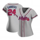 Women's #24 Deion Sanders Atlanta Braves Cool Base Gray Road Jersey
