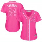 Women's #24 Deion Sanders Atlanta Braves Cool Base Pink Jersey