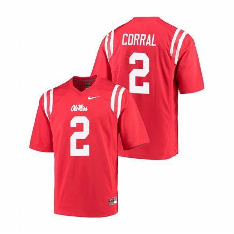 Men & Youth Kids #2 Matt Corral Ole Miss Rebels Michigan College Football Jersey Red