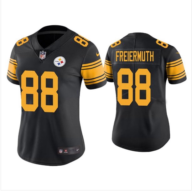 Women's #88 Pat Freiermuth Pittsburgh Steelers Color Rush Limited Black Jersey