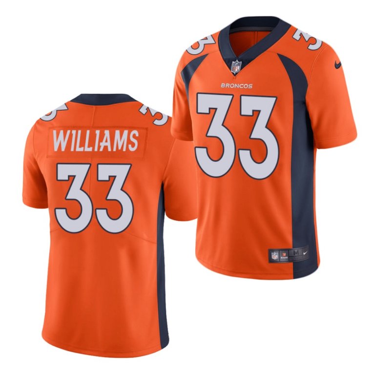 Men & Youth Kids #33 Javonte Williams Denver Broncos Color Rush Limited Orange Jersey