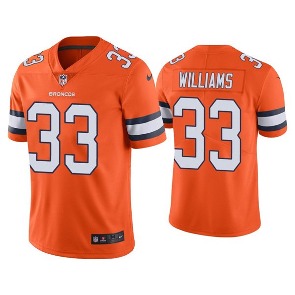 Men & Youth Kids #33 Javonte Williams Denver Broncos Color Rush Limited Orange Jersey