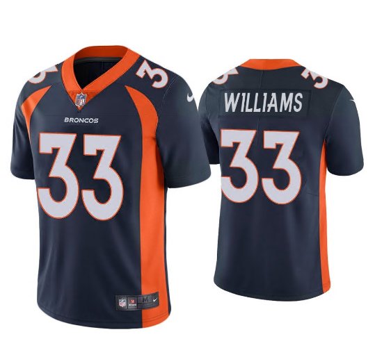 Men & Youth Kids #33 Javonte Williams Denver Broncos Color Rush Limited Navy Blue Jersey