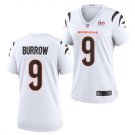 Women's #9 Joe Burrow Cincinnati Bengals Super Bowl LVI 56 Vapor Limited White Jersey