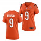 Women's #9 Joe Burrow Cincinnati Bengals Super Bowl LVI 56 Vapor Limited Orange Jersey