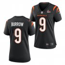 Women's #9 Joe Burrow Cincinnati Bengals Super Bowl LVI 56 Vapor Limited Black Jersey