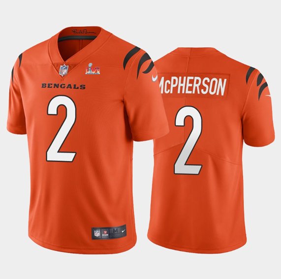 Men & Youth #2 Evan Mcpherson Cincinnati Bengals Super Bowl LVI 56 Vapor Limited Orange Jersey