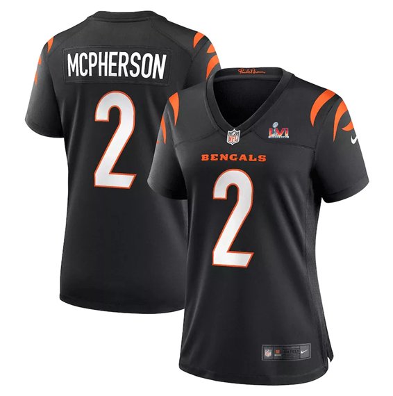 Women's #2 Evan Mcpherson Cincinnati Bengals Super Bowl LVI 56 Vapor Limited Black Jersey
