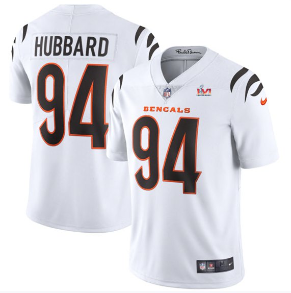 Men & Youth #94 Sam Hubbard Cincinnati Bengals Super Bowl LVI 56 Vapor Limited White Jersey
