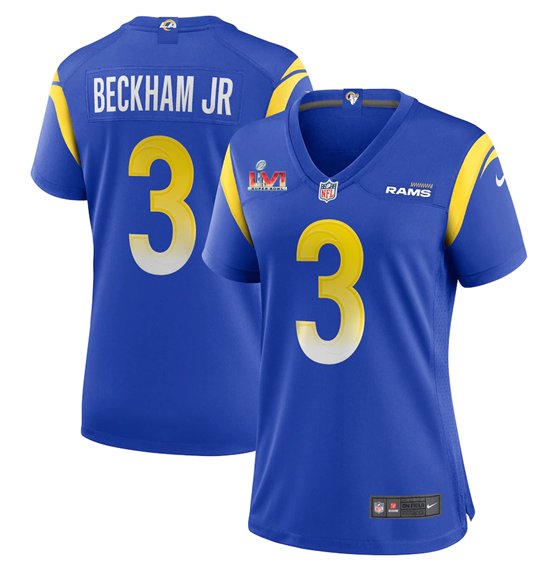 Women's #3 Odell Beckham Jr Los Angeles Rams Super Bowl LVI Limited Royal Blue Jersey