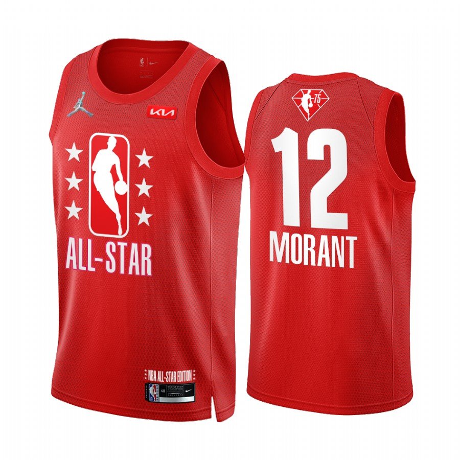 Men's #12 Ja Morant 2022 Cleveland All Star 75th Patch Red Jersey