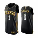 Men & Youth #1 James Harden Philadelphia 76ers Black Golden Edition Jersey