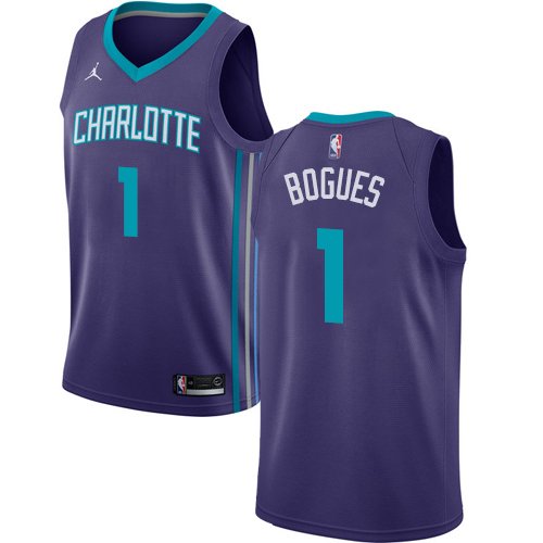 Men's #1 Muggsy Bogues Charlotte Hornets Statement Edition Purple Jersey