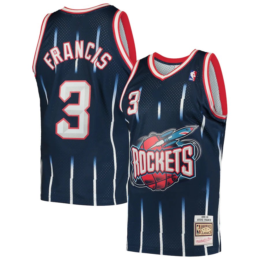 Men's #3 Steve Francis Houston Rockets 1999-2000 Hardwood Classics Throwback Navy Blue Jersey